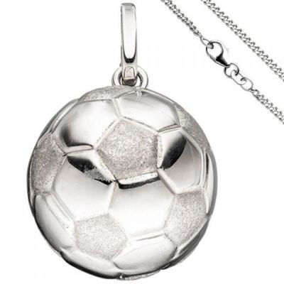 Kinder Anhänger Fußball 925 Silber Fußballanhänger mit Kette 38 cm | 49820 / EAN:4053258346860