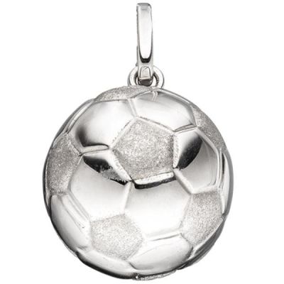 Kinder Anhänger Fußball 925 Sterling Silber rhodiniert mattiert | 44973 / EAN:4053258292921