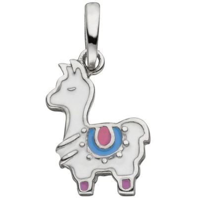 Kinder Anhänger Lama 925 Sterling Silber bunt lackiert | 51869 / EAN:4053258457108