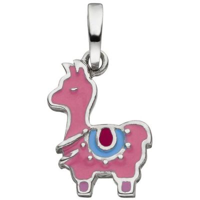 Kinder Anhänger Lama 925 Sterling Silber rosa lackiert | 51866 / EAN:4053258457054