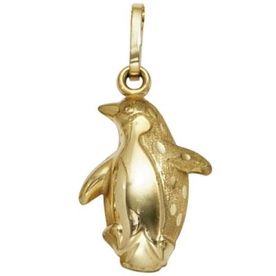 Kinder Anhänger Pinguin 333 Gold Gelbgold teil matt Kinderanhänger | 37895 / EAN:4053258085684