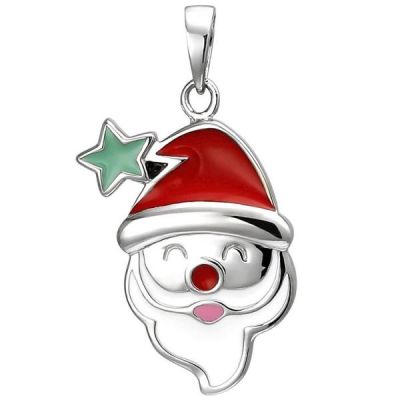 Kinder Anhänger Weihnachtsmann-Kopf 925 Sterling Silber | 52657 / EAN:4053258506257