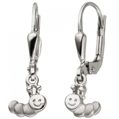 Kinder Ohrhänger Raupe 925 Sterling Silber mattiert Kinderohrringe | 50377 / EAN:4053258354896