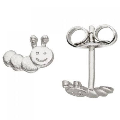 Kinder Ohrstecker Raupe 925 Sterling Silber mattiert Ohrringe Kinderohrringe | 50376 / EAN:4053258354681