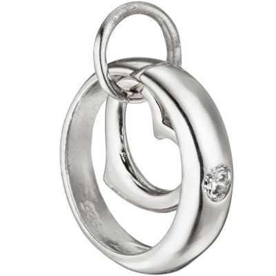 Kinder Taufring mit Herz 925 Sterling Silber 1 Zirkonia Taufanhänger | 47130 / EAN:4053258324493