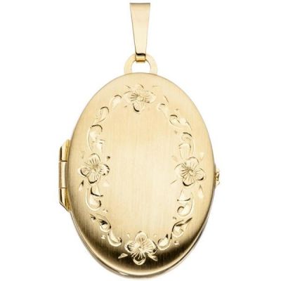 Medaillon oval 333 Gold Gelbgold mattiert Anhänger zum ffnen | 32699 / EAN:4053258062579