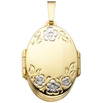 Medaillon oval mit Blumen Muster 333 Gold Gelbgold zum ffnen für 6 Fotos | 45164 / EAN:4053258295243