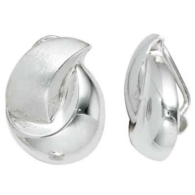 Ohrclips 925 Sterling Silber rhodiniert teilmattiert | 40760 / EAN:4053258221686