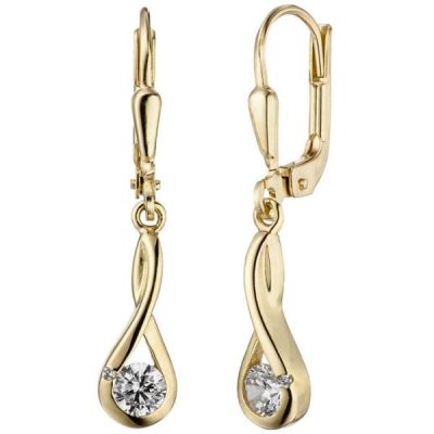 Ohrhänger 333 Gold Gelbgold 2 Zirkonia Ohrringe Boutons Goldohrringe | 46341 / EAN:4053258306987