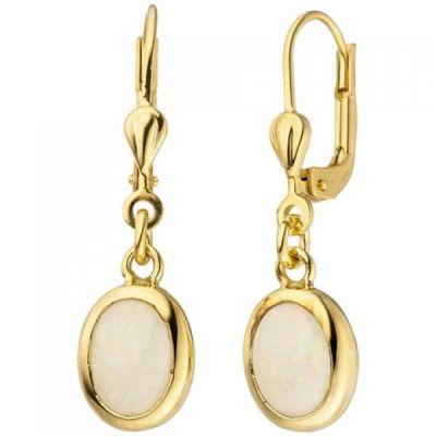 Ohrhänger 585 Gold Gelbgold 2 Opale Ohrringe Goldohrringe Opalohrringe | 50888 / EAN:4053258351529