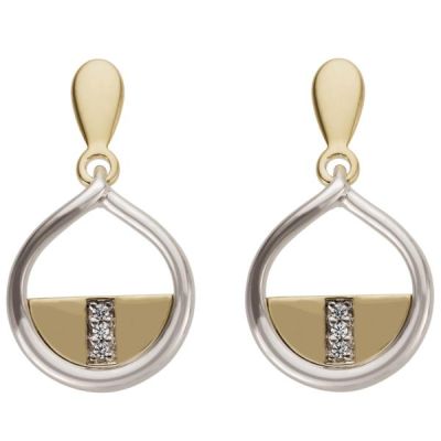 Ohrhänger 585 Gold Weißgold Gelbgold bicolor 6 Diamanten Brillanten | 53436 / EAN:4053258515983