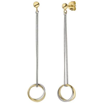 Ohrhänger 925 Silber bicolor vergoldet 66,6 mm Ohrringe Ohrstecker | 51136 / EAN:4053258365151