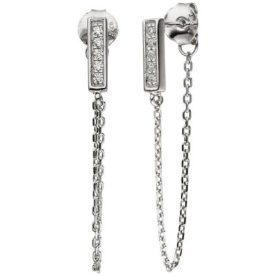 Ohrhänger 925 Sterling Silber 10 Zirkonia Ohrringe Ohrstecker Silberohrringe | 51156 / EAN:4053258365465