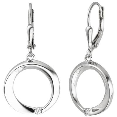 Ohrhänger 925 Sterling Silber 2 Zirkonia Ohrringe Boutons Silberohrringe | 52409 / EAN:4053258508794