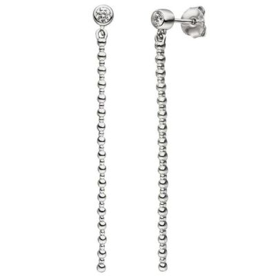 Ohrhänger 925 Sterling Silber 2 Zirkonia Ohrringe Ohrstecker Silberohrringe | 51153 / EAN:4053258365434