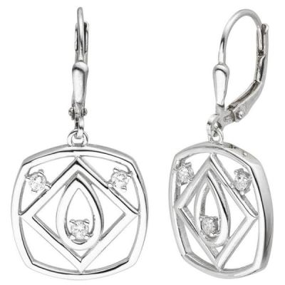 Ohrhänger 925 Sterling Silber 6 Zirkonia Ohrringe Boutons Silberohrringe | 52420 / EAN:4053258508190