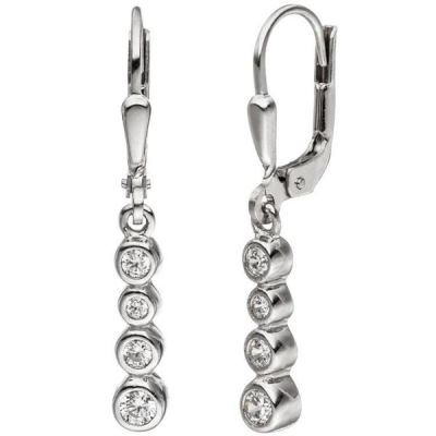 Ohrhänger 925 Sterling Silber 8 Zirkonia Ohrringe Silberohrringe | 46280 / EAN:4053258305744