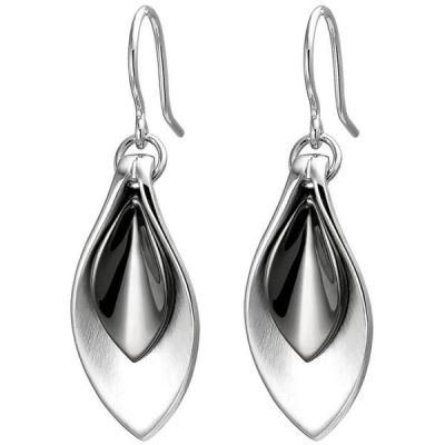 Ohrhänger 925 Sterling Silber bicolor matt Ohrringe Silberohrringe | 52719 / EAN:4053258512197