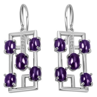 Ohrhänger Amethyst 925 Sterling Silber 12 Zirkonia Ohrringe | 51808 / EAN:4053258456224