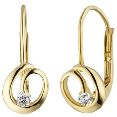 Ohrhänger aus 333 Gelbgold 2 Zirkonia Ohrringe Boutons | 51840 / EAN:4053258461402