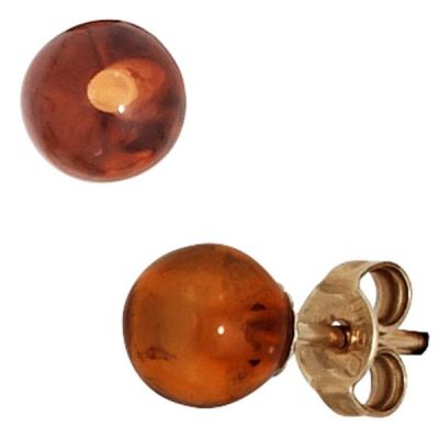 Ohrstecker 375 Gold Gelbgold 2 Bernsteine orange Bernsteinohrringe | 39716 / EAN:4053258205501