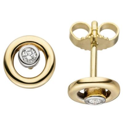 Ohrstecker 585 Gelbgold 2 Diamanten Brillanten Ohrringe | 52561 / EAN:4053258471180