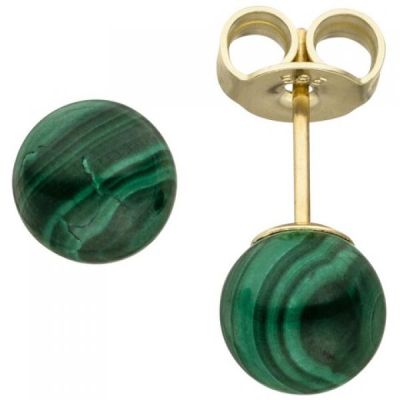 Ohrstecker 585 Gelbgold 2 Malachite grün Ohrringe Malachitohrstecker | 50890 / EAN:4053258349731