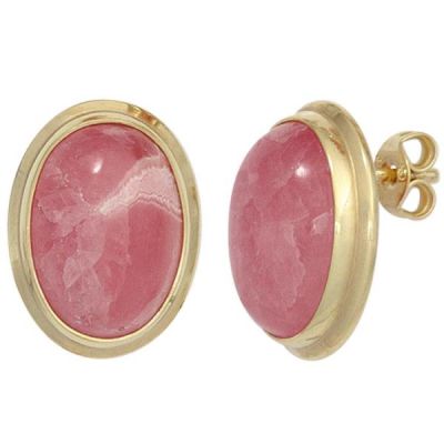 Ohrstecker 585 Gelbgold 2 Rhodochrosite rosa Ohrringe | 42428 / EAN:4053258250402