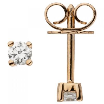 Ohrstecker 585 Gold Rotgold 2 Diamanten Brillanten 0,14 ct. Ohrringe | 50768 / EAN:4053258361146