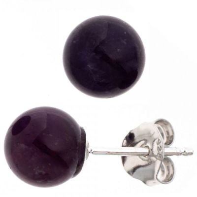 Ohrstecker 925 Sterling Silber rhodiniert 2 Amethyste 8,2 mm | 41060 / EAN:4053258228272