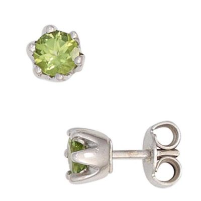 Ohrstecker 925 Sterling Silber rhodiniert 2 Peridote grün 4,8 mm | 43091 / EAN:4053258260494