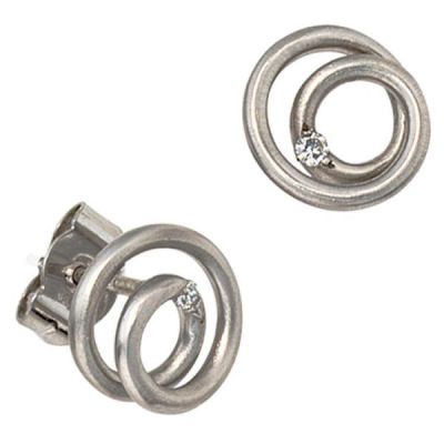 Ohrstecker 950 Platin mattiert 2 Diamanten Brillanten 0,03 ct | 35713 / EAN:4053258043325