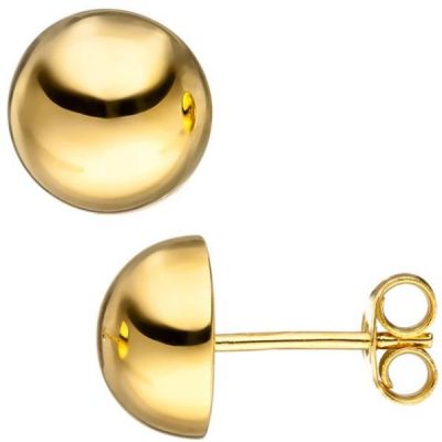 Ohrstecker Halbkugel 925 Sterling Silber Gold vergoldet 10 mm | 46469 / EAN:4053258317228