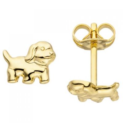 Ohrstecker Hund 333 Gold Gelbgold Ohrringe Goldohrringe Hundeohrringe | 50421 / EAN:4053258355237