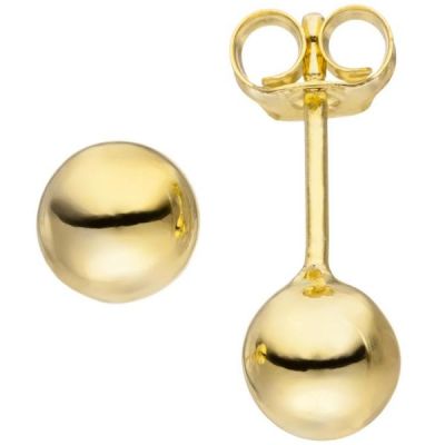 Ohrstecker Kugel 6 mm 925 Silber gold vergoldet Ohrringe Kugelohrstecker | 49161 / EAN:4053258347645