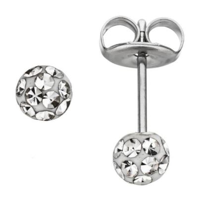 Ohrstecker Kugel Edelstahl mit SWAROVSKI® ELEMENTS Kugelohrstecker | 45012 / EAN:4053258293317