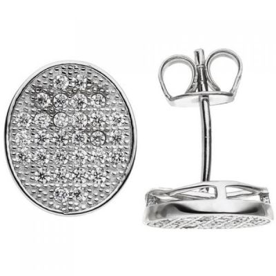 Ohrstecker oval 925 Sterling Silber 60 Zirkonia Ohrringe | 48389 / EAN:4053258327296