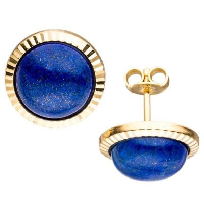 Ohrstecker rund 333 Gold Gelbgold 2 Lapislazuli blau Ohrringe Goldohrringe | 45143 / EAN:4053258294970