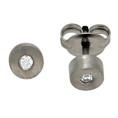 Ohrstecker Titan mattiert 2 Diamanten Brillanten 0,06 ct. Ohrringe | 38514 / EAN:4053258104644