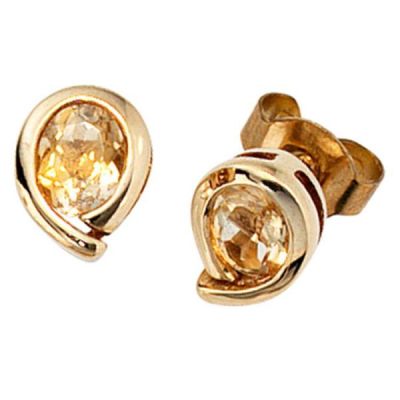 Ohrstecker Tropfen 333 Gold Gelbgold 2 Citrine orange Ohrringe | 34536 / EAN:4053258051757