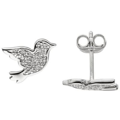 Ohrstecker Vogel 925 Sterling Silber 34 Zirkonia Ohrringe Silberohrringe | 52007 / EAN:4053258467220