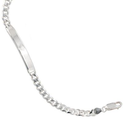 Schildband 925 Sterling Silber 19 cm - 6 mm Gravur Armband Karabiner | 35037 / EAN:4053258088456