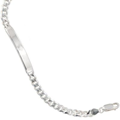 Schildband 925 Sterling Silber 21 cm - 6,1 mm ID Armband Karabiner | 35038 / EAN:4053258088463