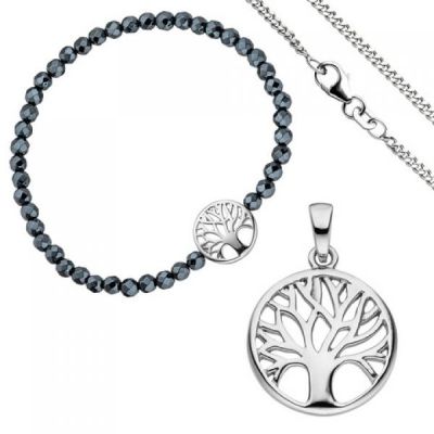 Schmuck-Set Baum Lebensbaum 925 Silber Armband Anhänger Kette 38 cm | 49836 / EAN:4053258347027