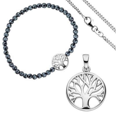 Schmuck-Set Baum Weltenbaum 925 Silber Armband Anhänger Kette 42 cm | 49837 / EAN:4053258347034