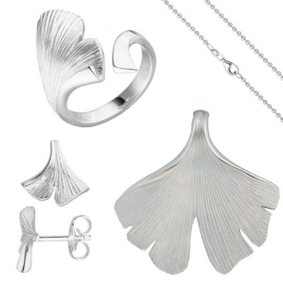 Schmuck-Set Ginko 925 Sterling Silber mit Kette 45 cm | 51547 / EAN:4053258539767