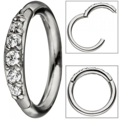 Segmentring Edelstahl mit SWAROVSKI® ELEMENTS Scharnier Ringstärke 1,2 mm | 47227 / EAN:4053258322277