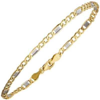 Steg-Panzerarmband 333 Gelbgold teilrhodiniert 19 cm Armband | 42735 / EAN:4053258255858