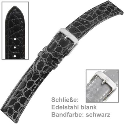 Uhrenarmband Men 18 mm schwarz auf Kalbleder | 33982