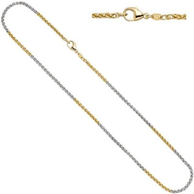 Zopfkette 585 Gelbgold Weißgold bicolor 2,2 mm 42 cm Gold Kette | 30313 / EAN:4053258063590